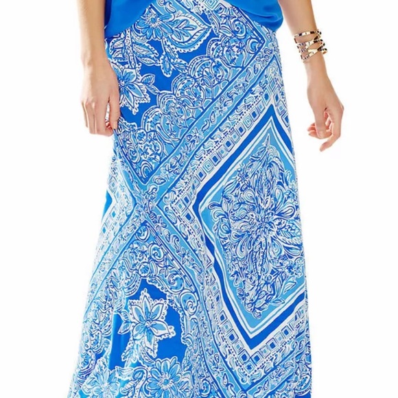Lilly Pulitzer Maxi Skirt Size S in Blue Crush Open Water $138 - Picture 4 of 7